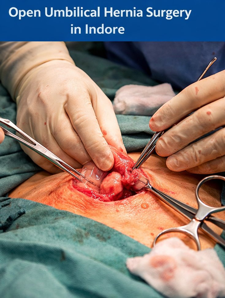 open umbilical hernia surgery in indore, top hernia doctor in indore